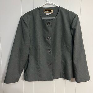 Audrey‎ Gray Blazer Tailored Collarless Design